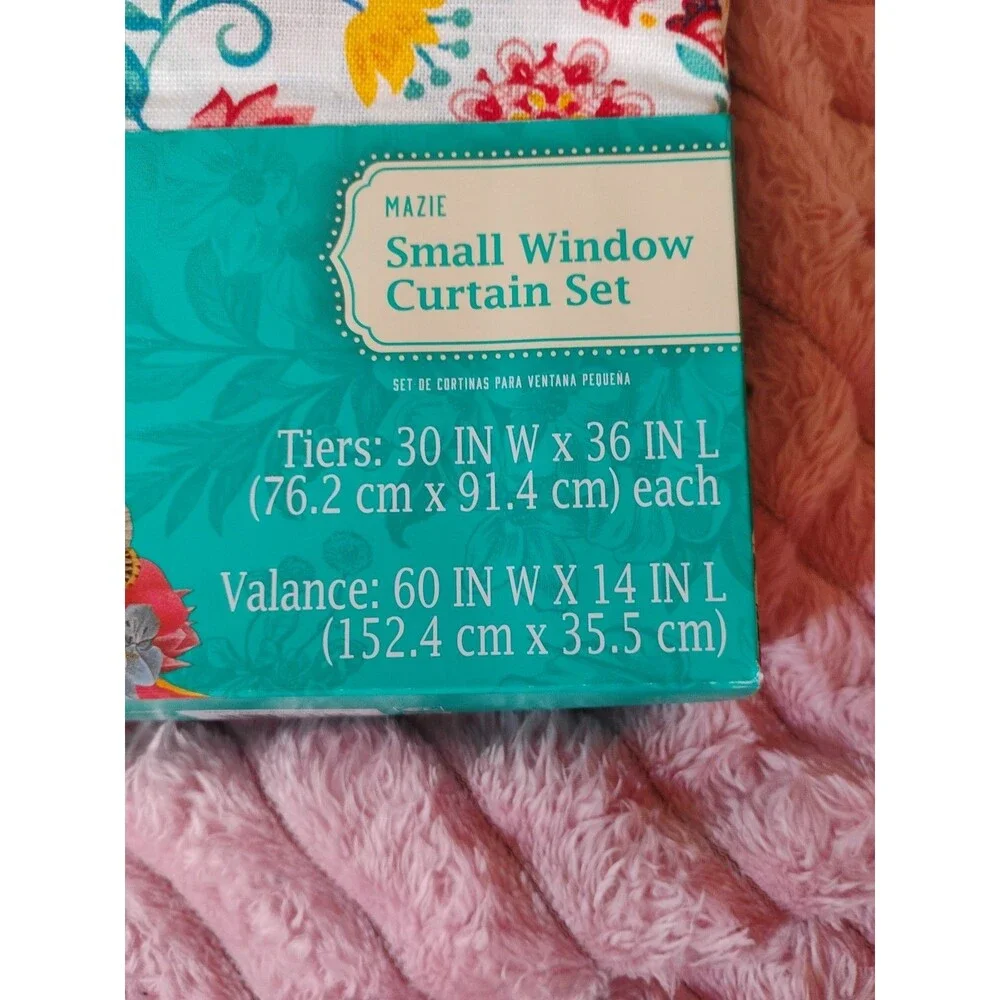 Pioneer Woman Floral Mazie Small Curtain & Valance 3 Piece Set New. P6